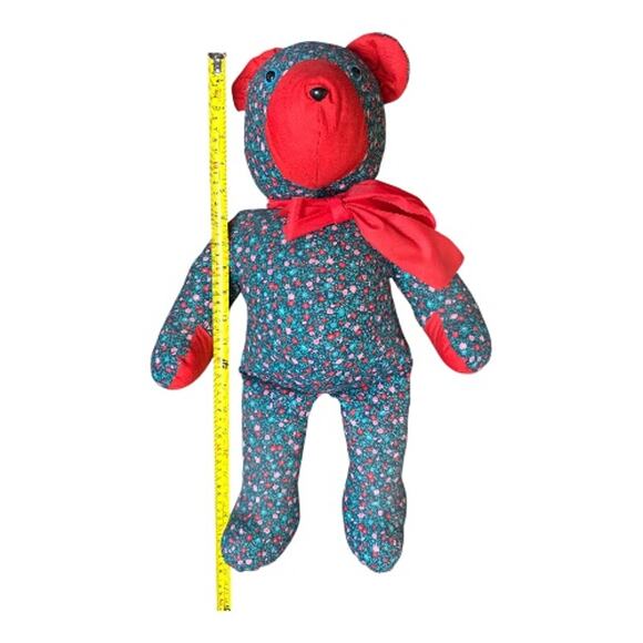 Vntg Keepsake Floral Green Red Bears Handmade - 21" - Picture 4 of 6